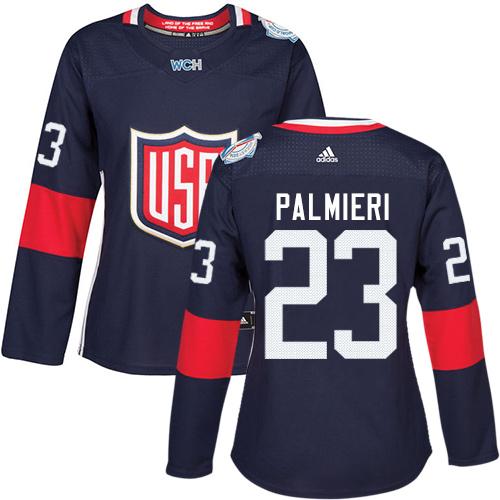 Team USA #23 Kyle Palmieri Navy Blue 2016 World Cup Women's Stitched NHL Jersey